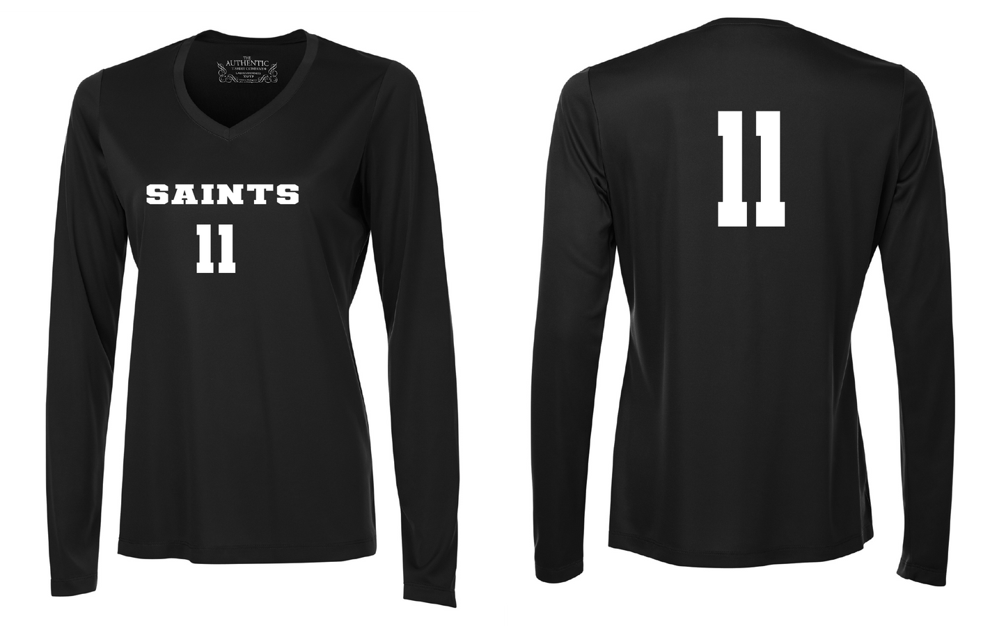 Long Sleeve V-neck Volleyball Ladies Performance T-Shirt