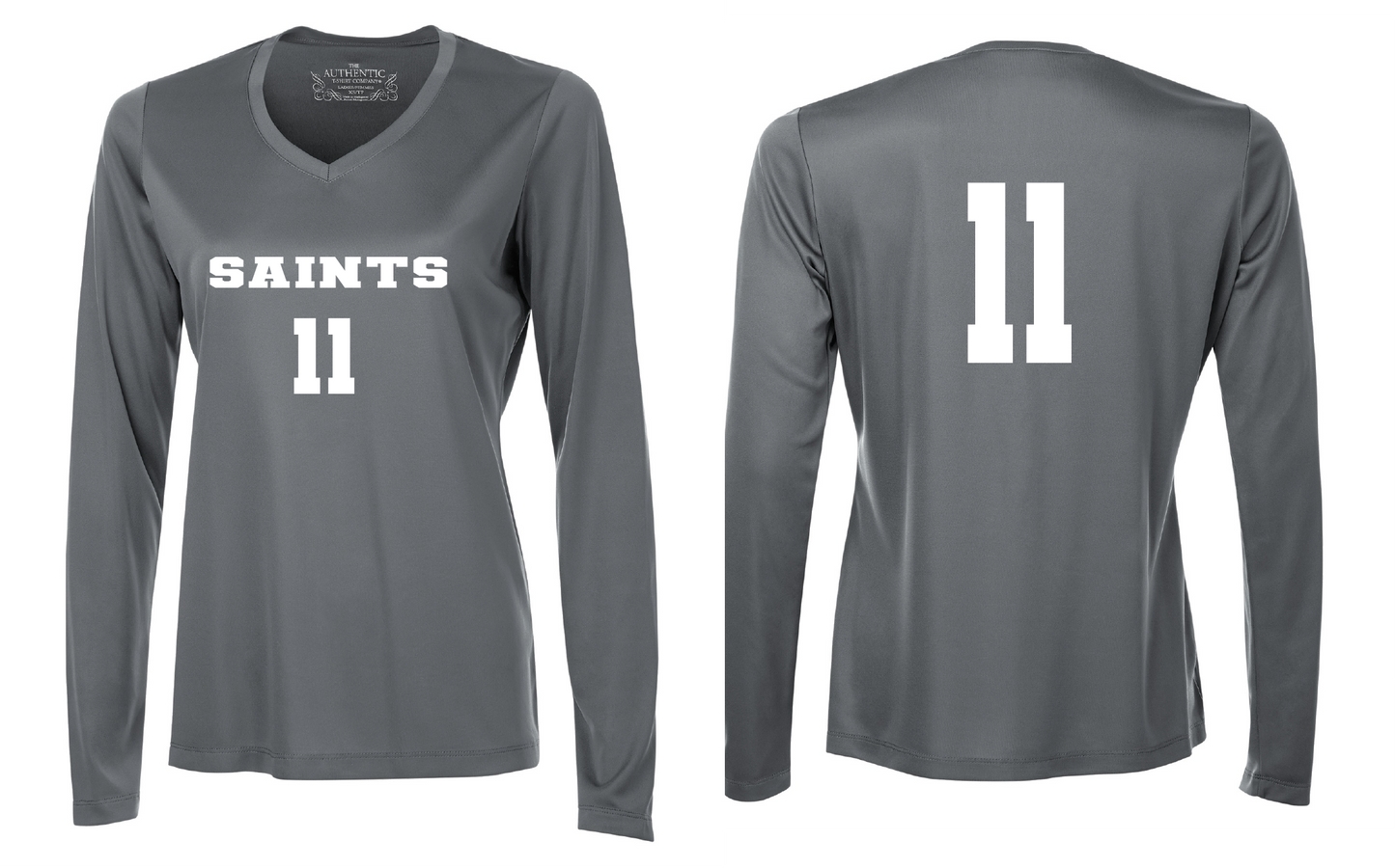 Long Sleeve V-neck Volleyball Ladies Performance T-Shirt