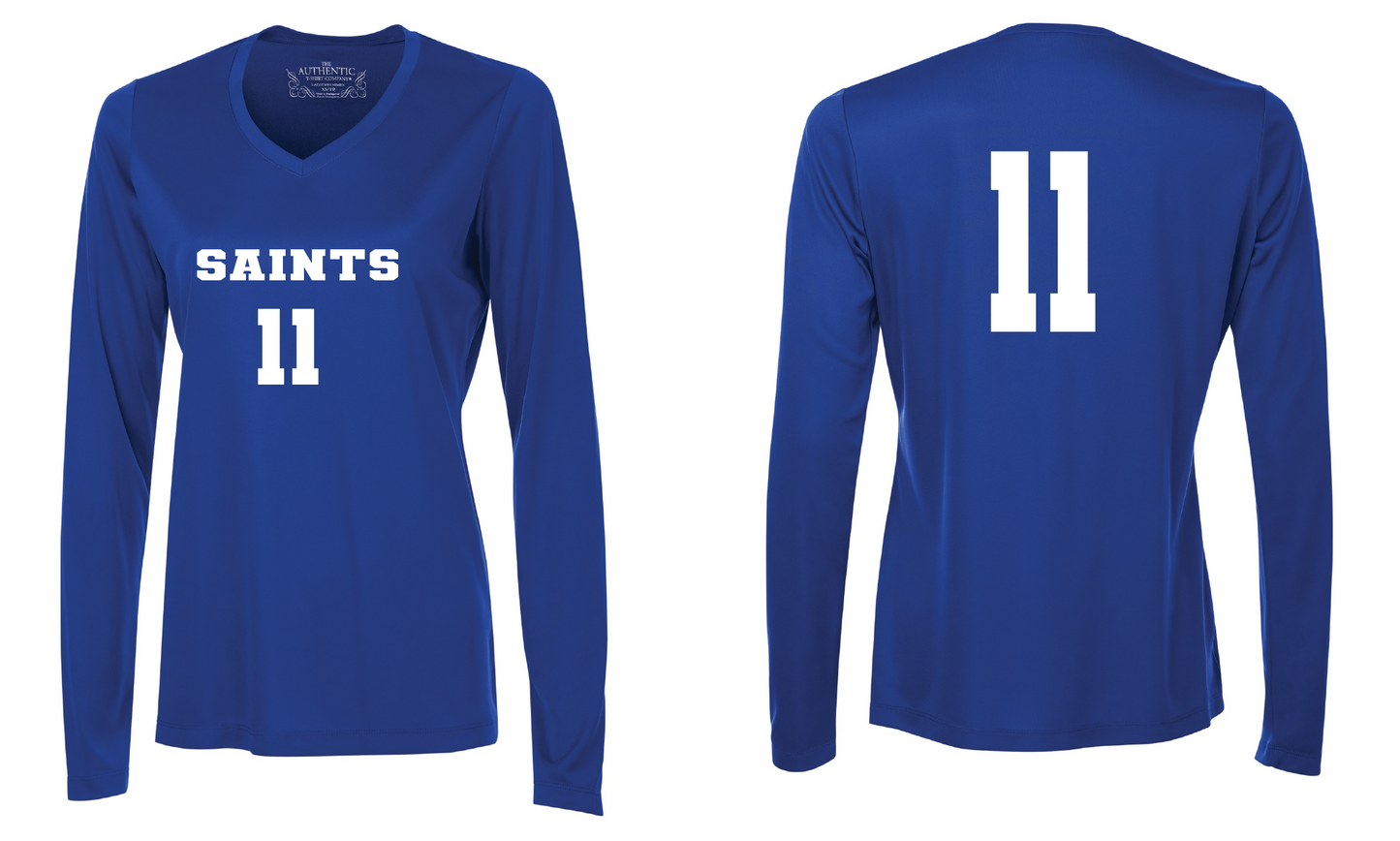 Long Sleeve V-neck Volleyball Ladies Performance T-Shirt